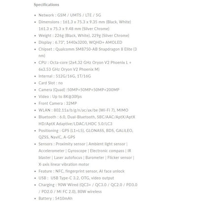 Xiaomi 15 Ultra smartphone specs